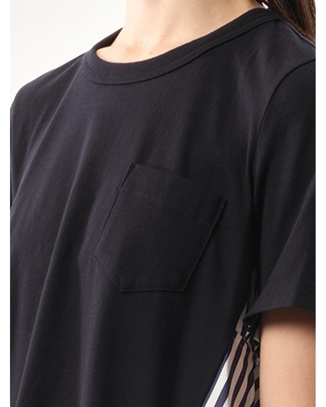 Sacai Black X Cotton Poplin X Cotton Jersey T-Shirt, Short Sleeves, 100% Cotton