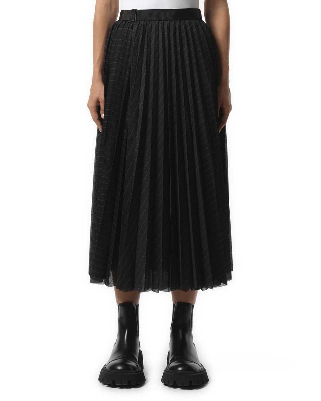 Sacai Black Spun Organza Skirt, 100% Polyester