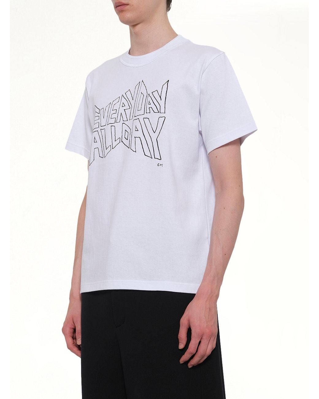 Sacai White Geoff Print T-Shirt for men
