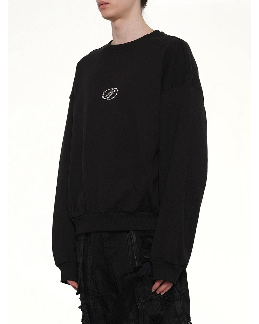 we11done Black Rhinestone Balloon-Fit Sweatshirt for men