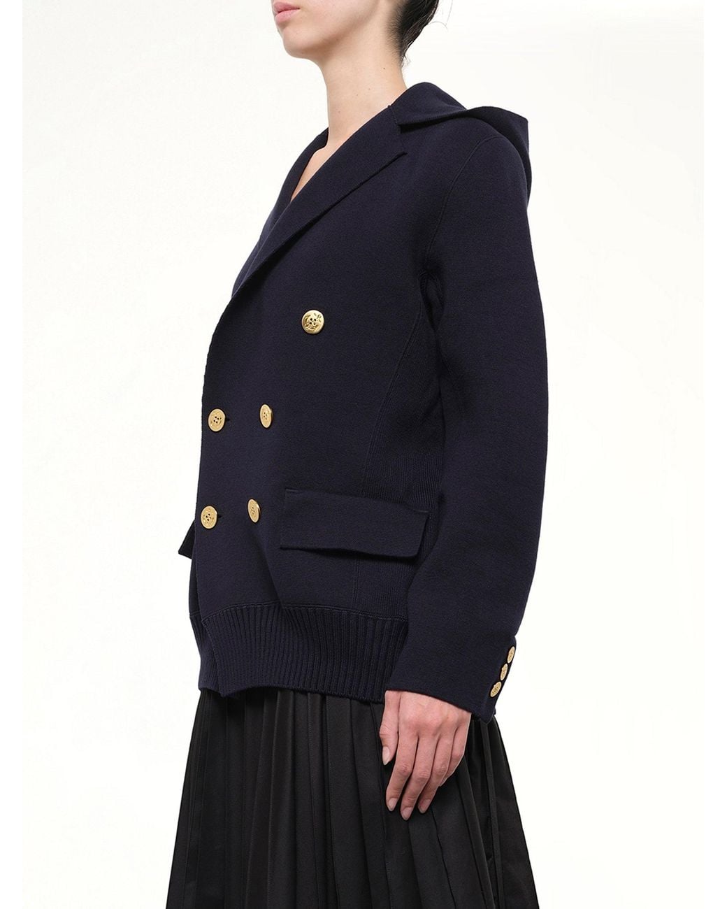 Sacai Blue Cotton Cashmere Knit Jacket