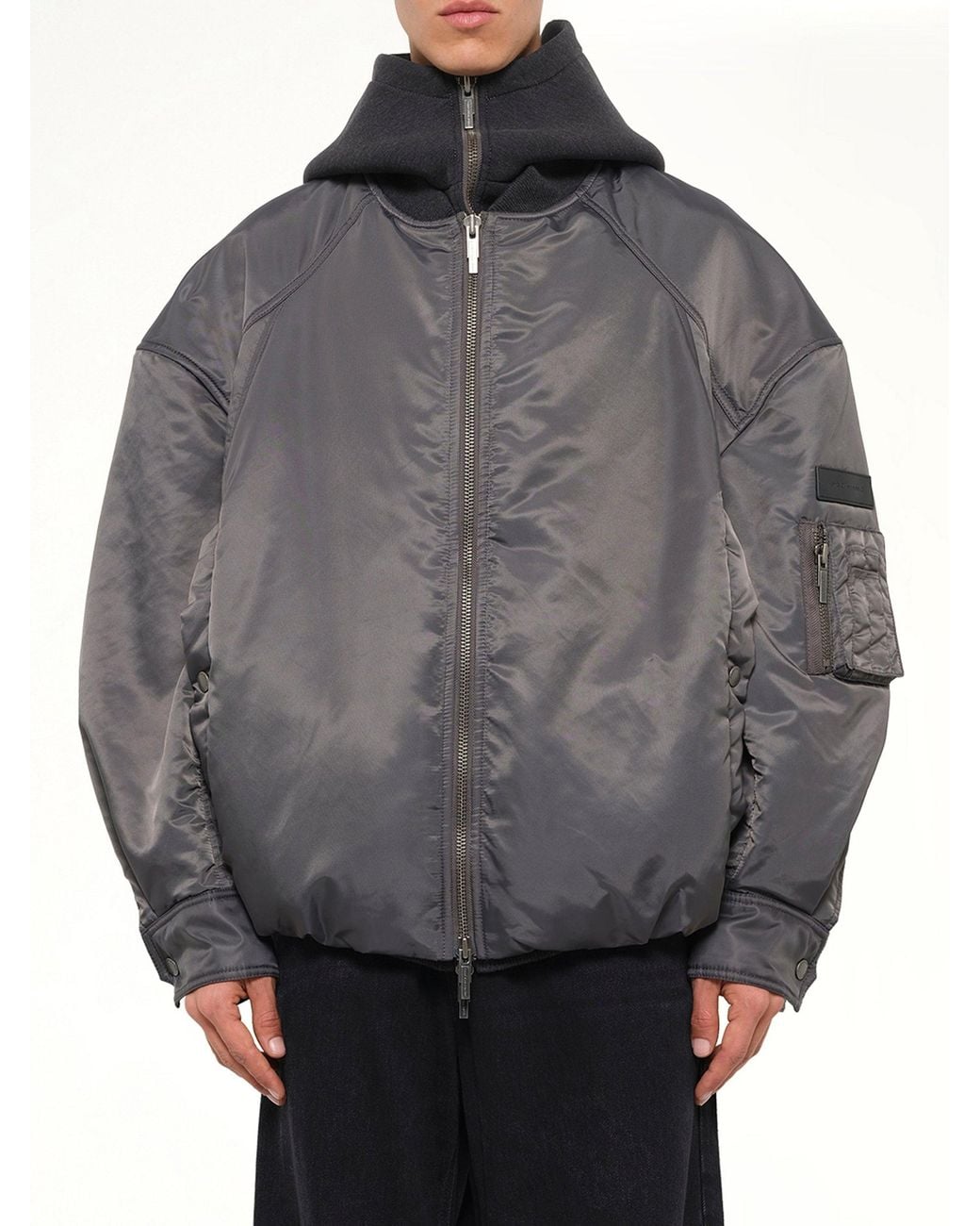 Feng Chen Wang Gray Two-In-One Nylon Padded Jacket for men