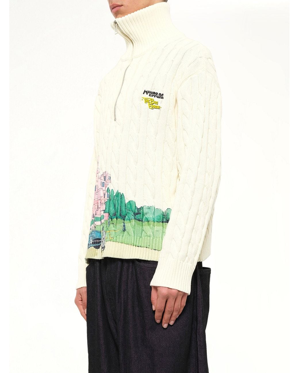 House of Errors Green Crime Scene Cable Knit Sweater for men