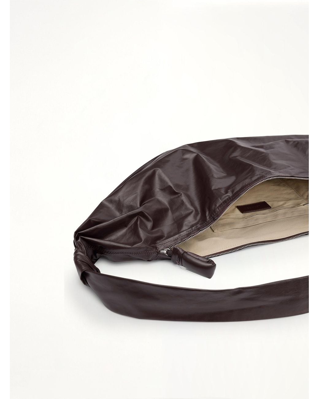 Lemaire Brown Soft Croissant Large Paper Leather Bag