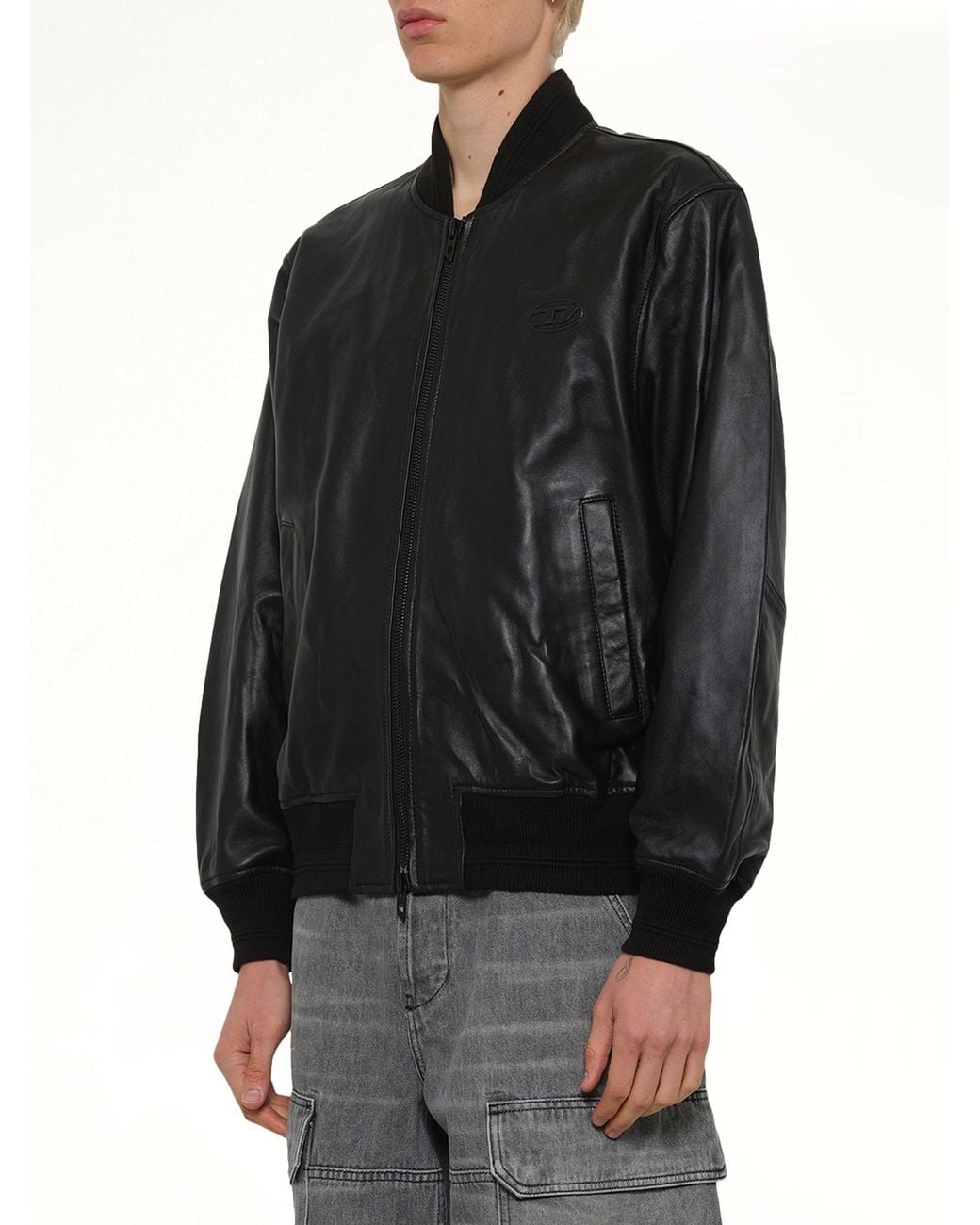 DIESEL Black L-Type Leather Jacket for men