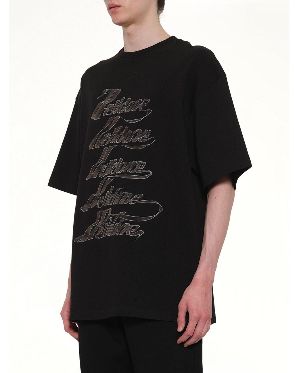 we11done Black Ribbon Multi-Logo T-Shirt for men