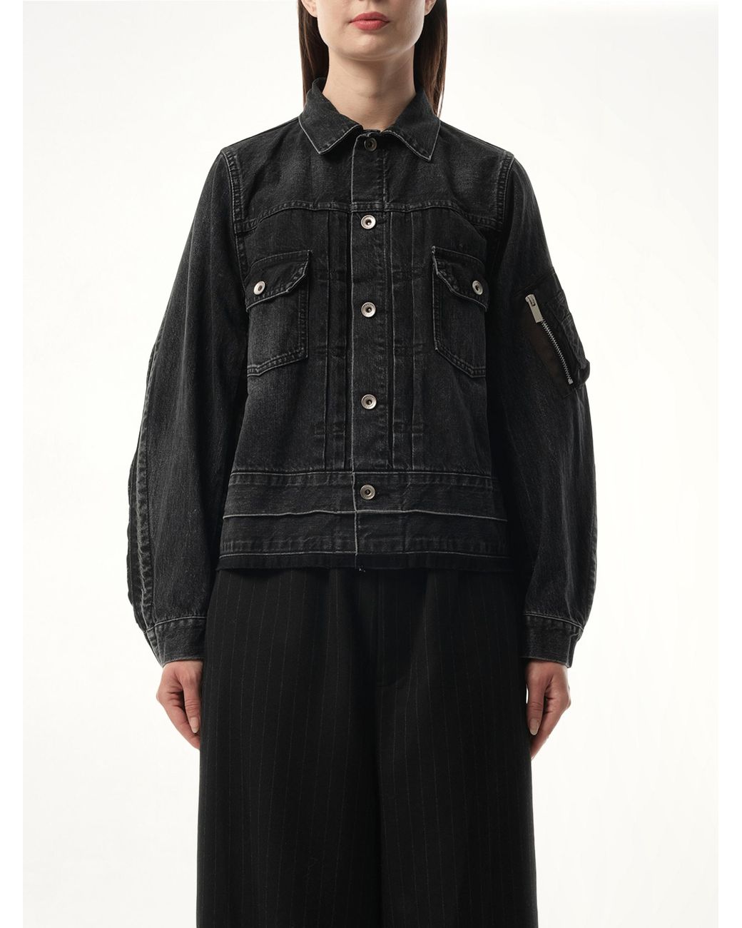 Sacai Black Denim Nylon Twill Jacket