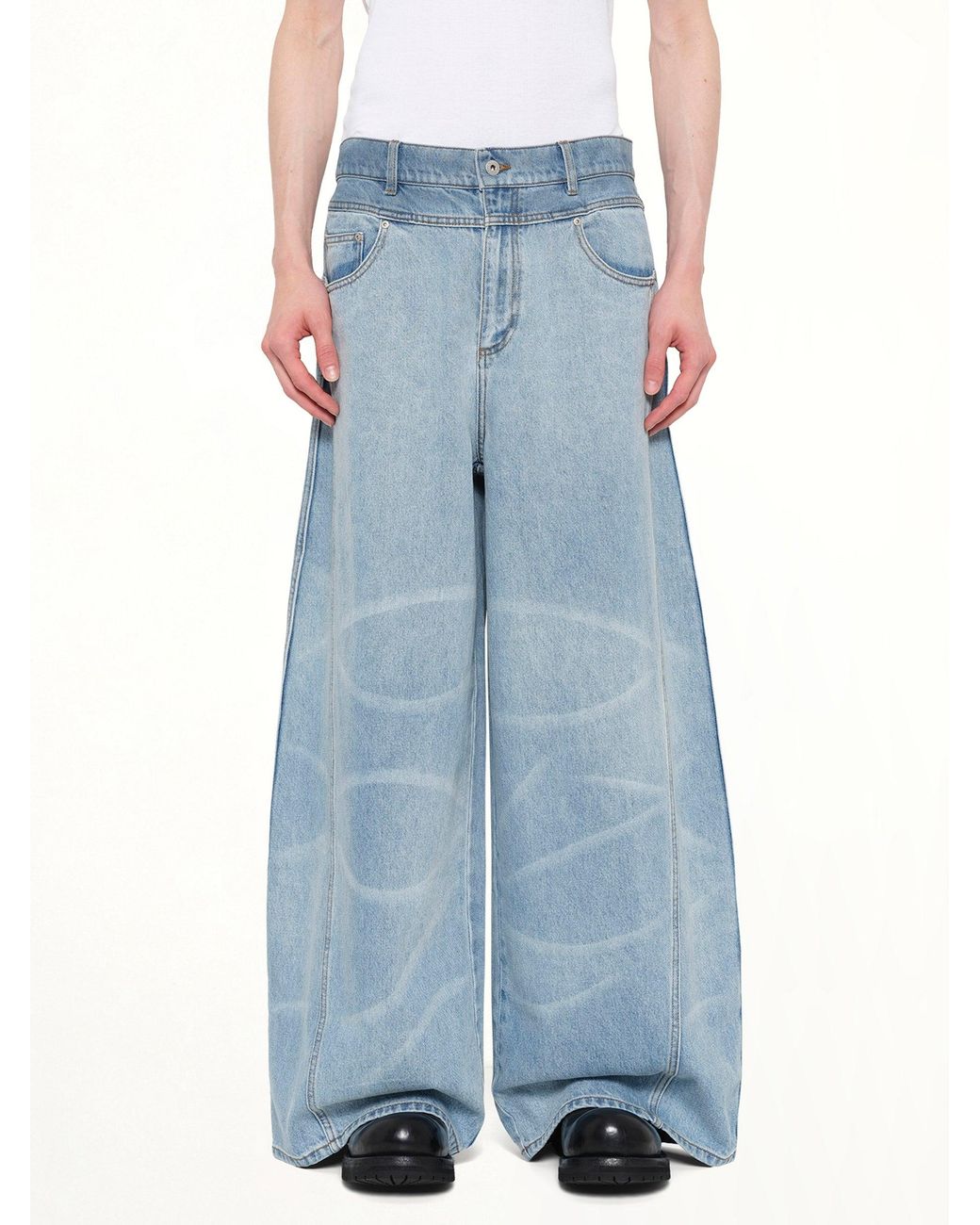 Feng Chen Wang Blue Wide Leg Denim Trousers for men
