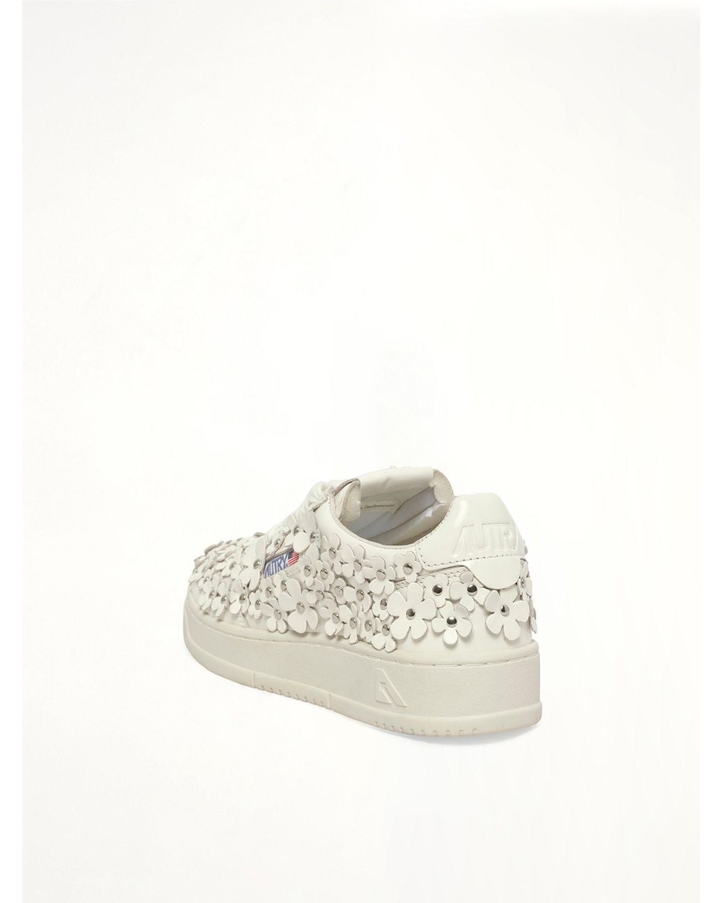 Autry White Medalist Low Patent Flower Sneaker
