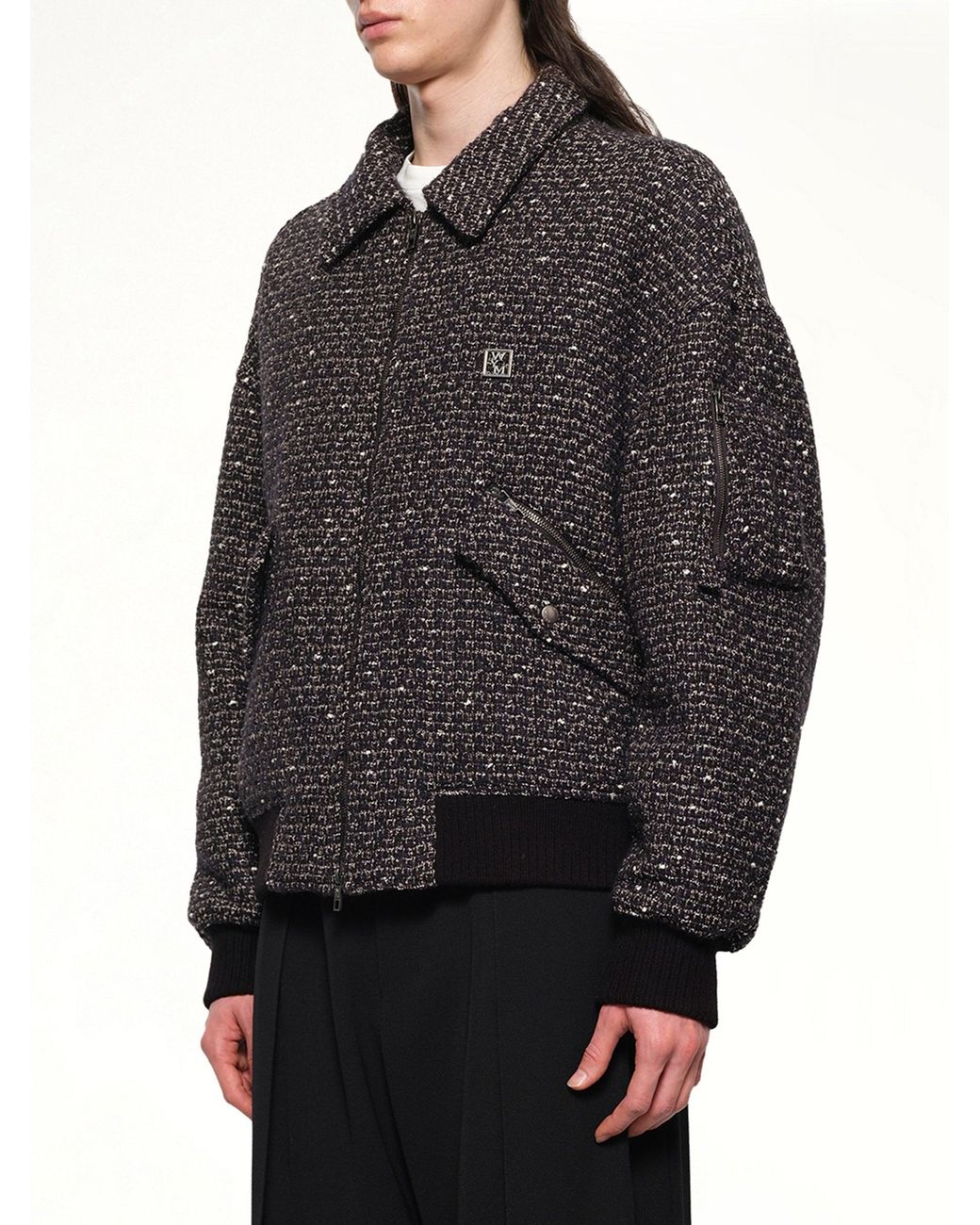 Wooyoungmi Gray Tweed Bomber Jacket for men