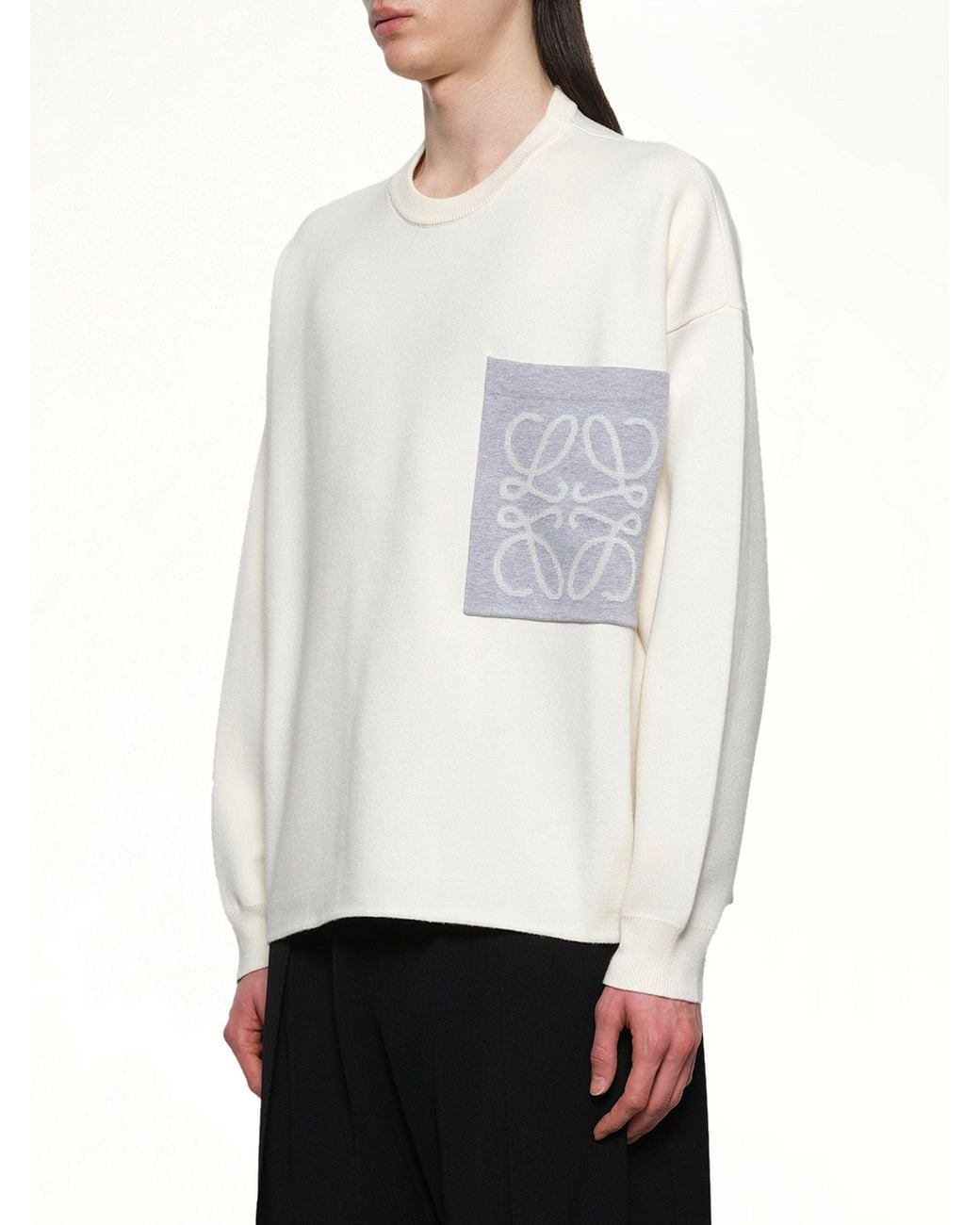 Loewe White Anagram Pocket Sweater for men