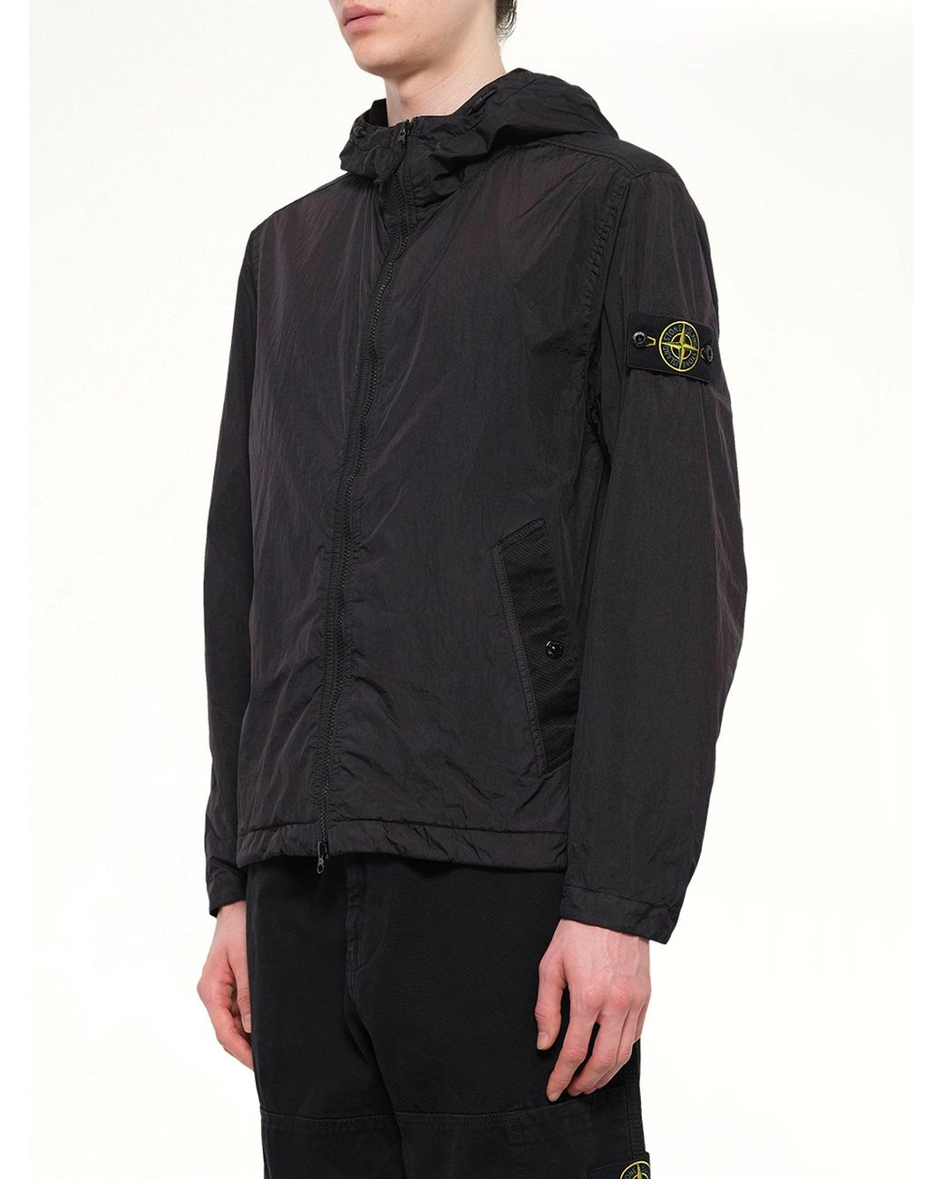 Stone Island Black 4100001 Crinkle Reps Hooded Jacket for men