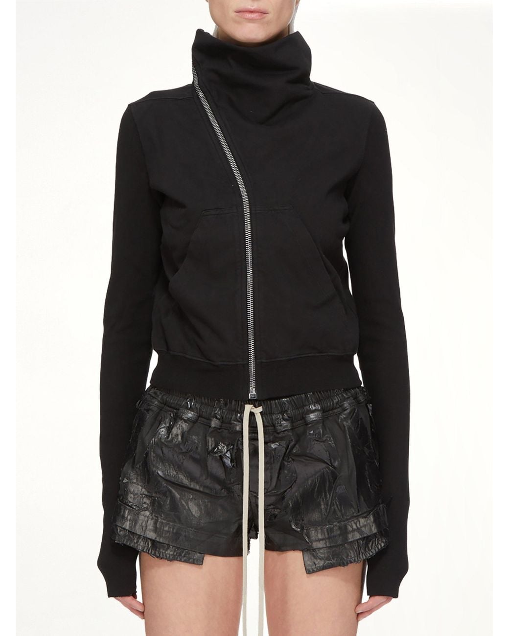 Rick Owens Black Compact Jersey Mountain Sweatshirt