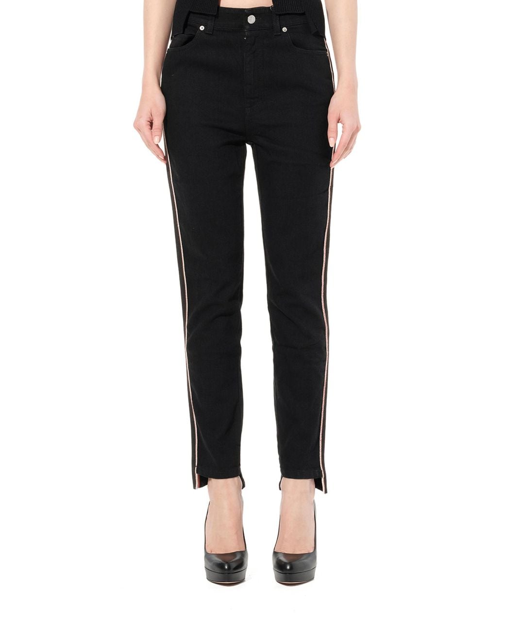 McQueen Black Emb Denim Jeans