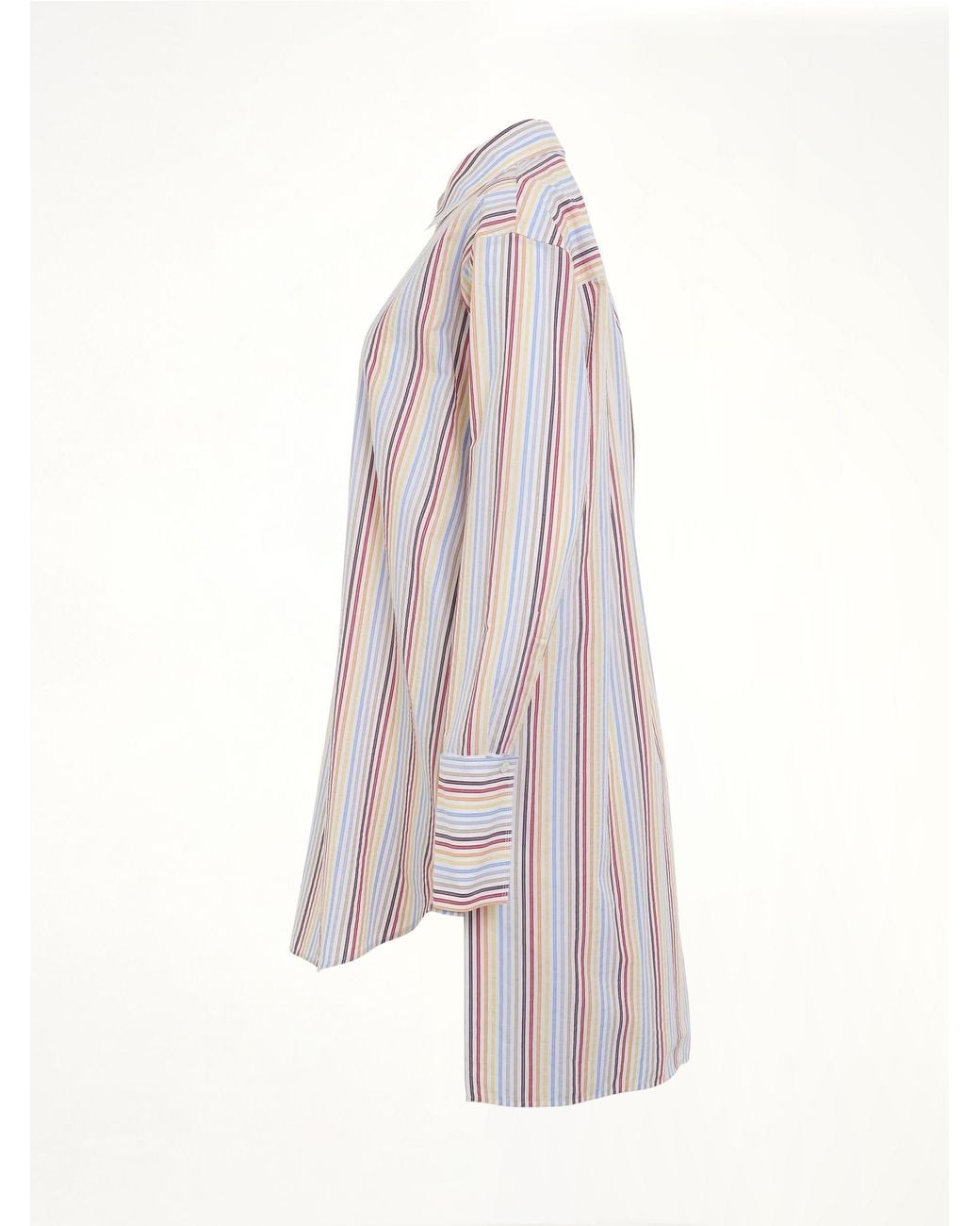 Loewe Multicolor Stripe Deconstructed Silk Shirt Dress, 100% Cotton
