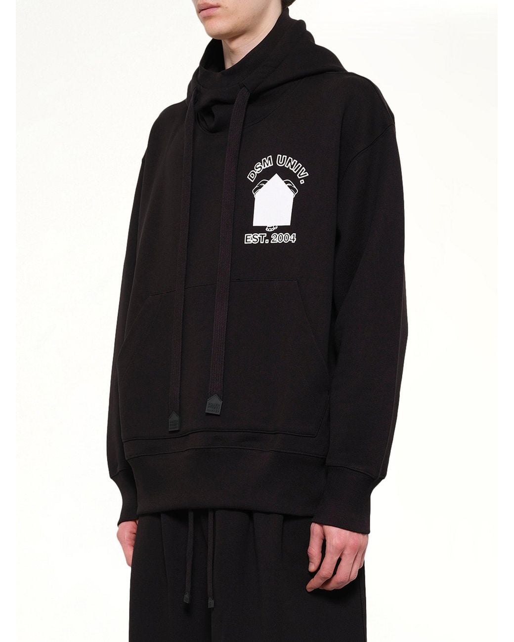 DSM KEI NINOMIYA Black Pile Knit Oversized Hoodie for men