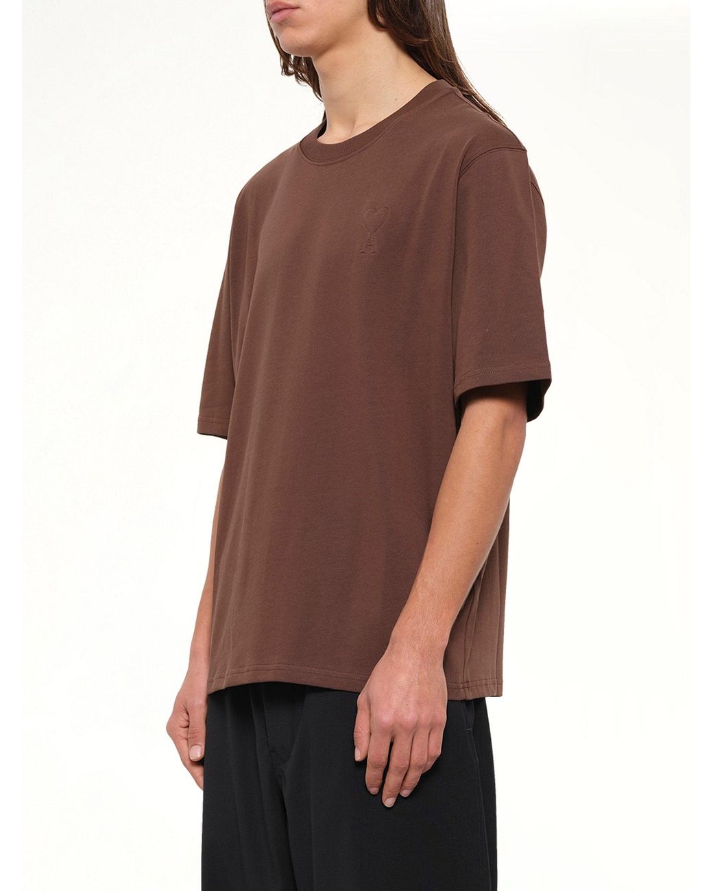 AMI Red Embossed Ami De Coeur T-Shirt for men