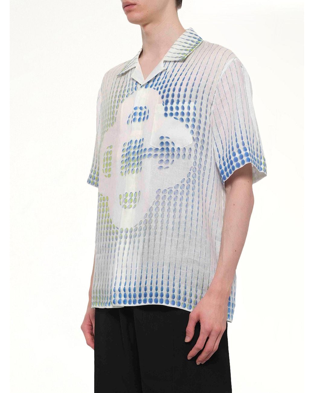 Casablanca White Pills Cuban Collar Ss Shirt for men