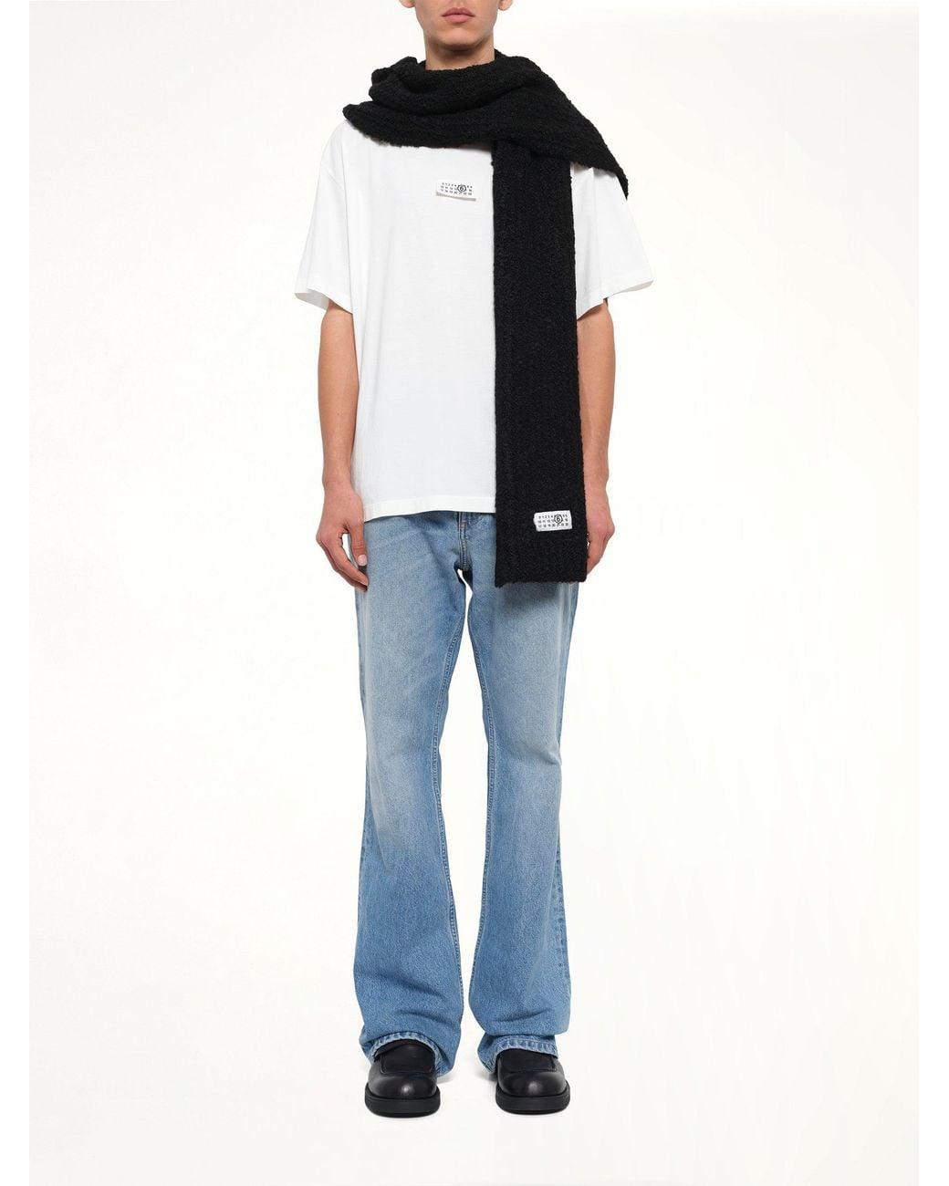 MM6 by Maison Margiela Black Boucle Knit Scarf for men