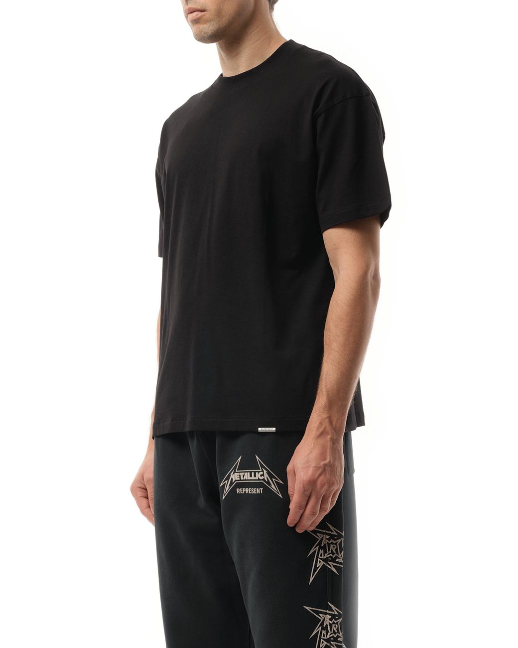 Represent Black Initial Oversized T-Shirt, Short Sleeves, 100% Cotton for men