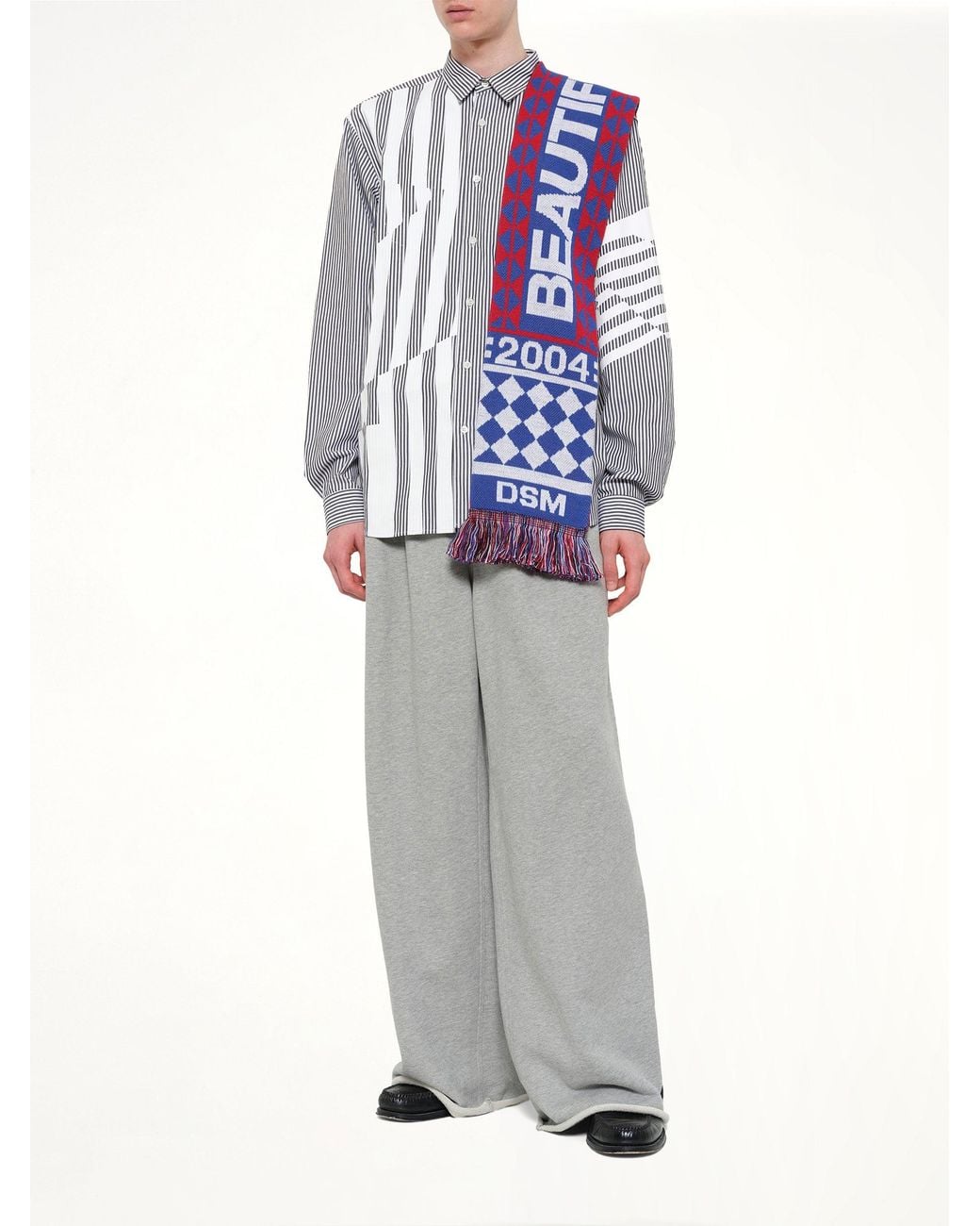 DSM KEI NINOMIYA White Dsm Beautiful Chaos Football Knit Scarf for men