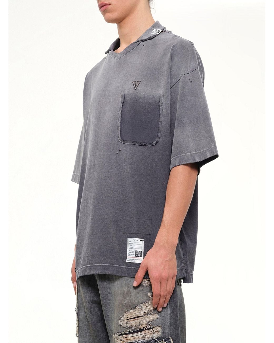 Maison Mihara Yasuhiro Gray Sun Faded Collared T-Shirt for men