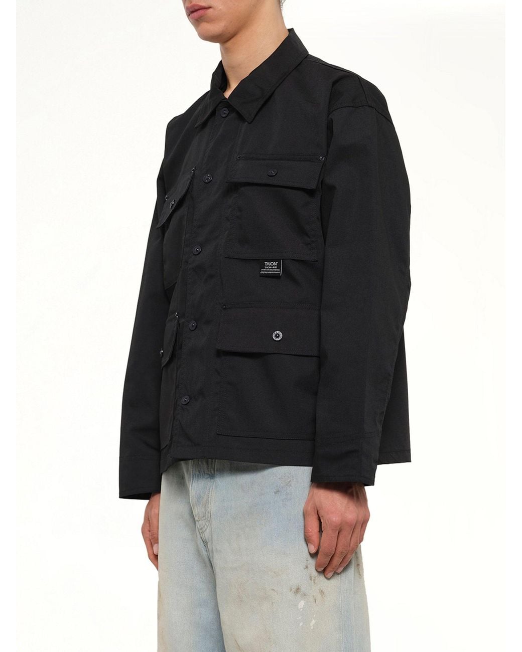 Taion Black Non Down Work Button Coverall for men