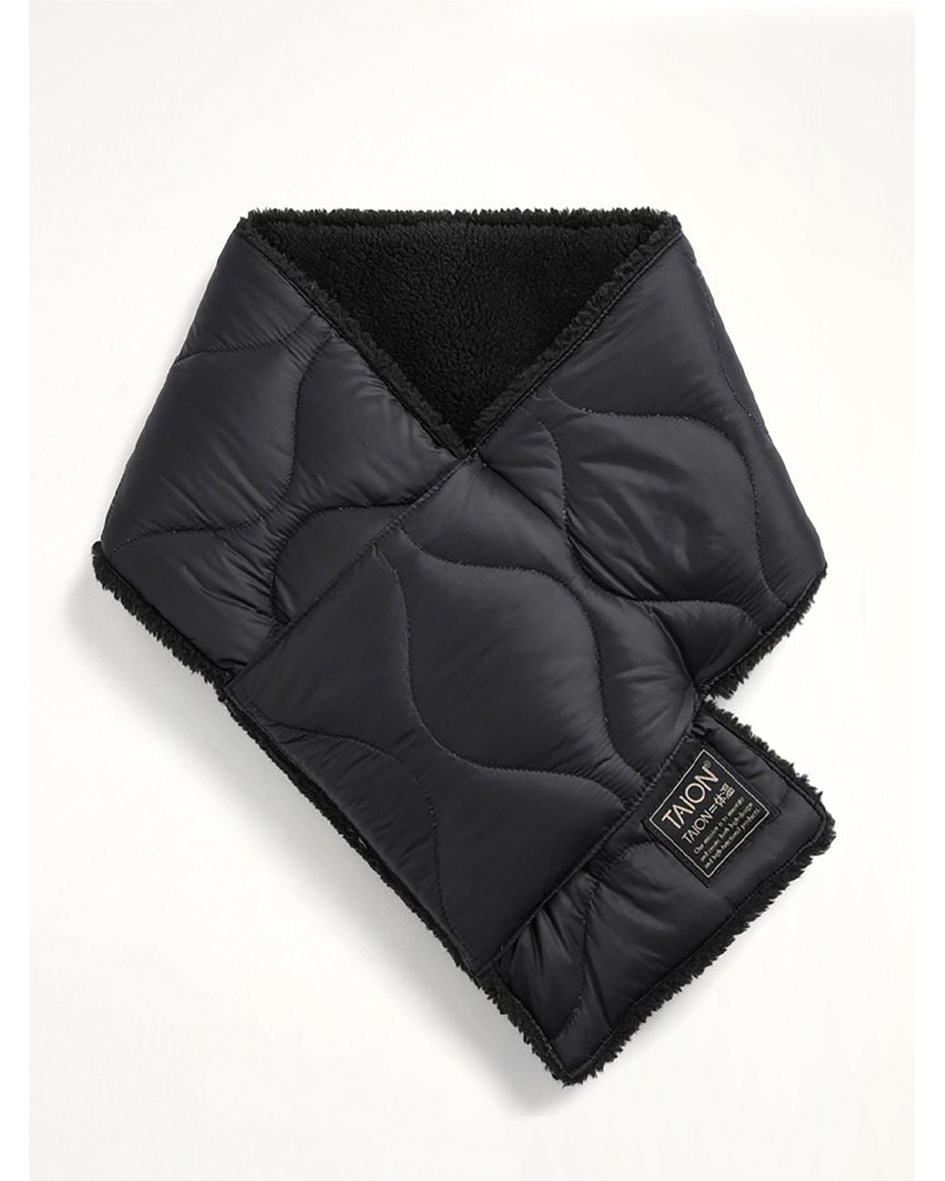 Taion Black Military Reversible Down Scarf for men