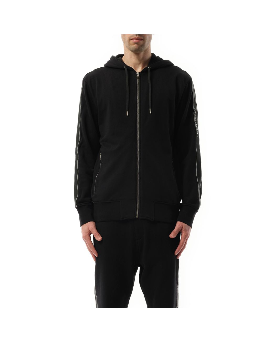 Black long zip up hoodie online