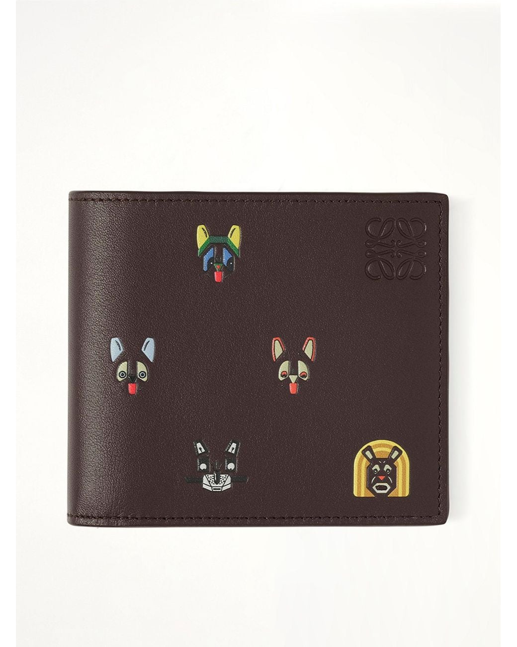 Loewe Brown Bifold Wallet Allover Cats for men