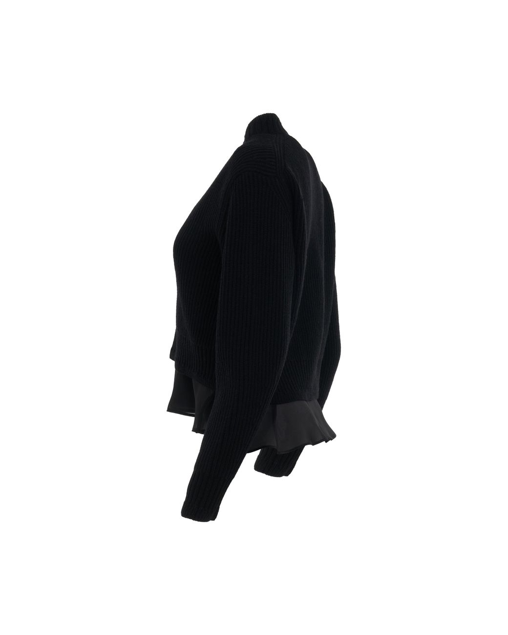 Sacai Wool Knit Blouson In Black | Lyst