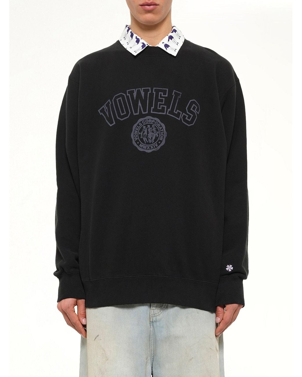 vowels Black Faded Collegiate Sweatshirt for men