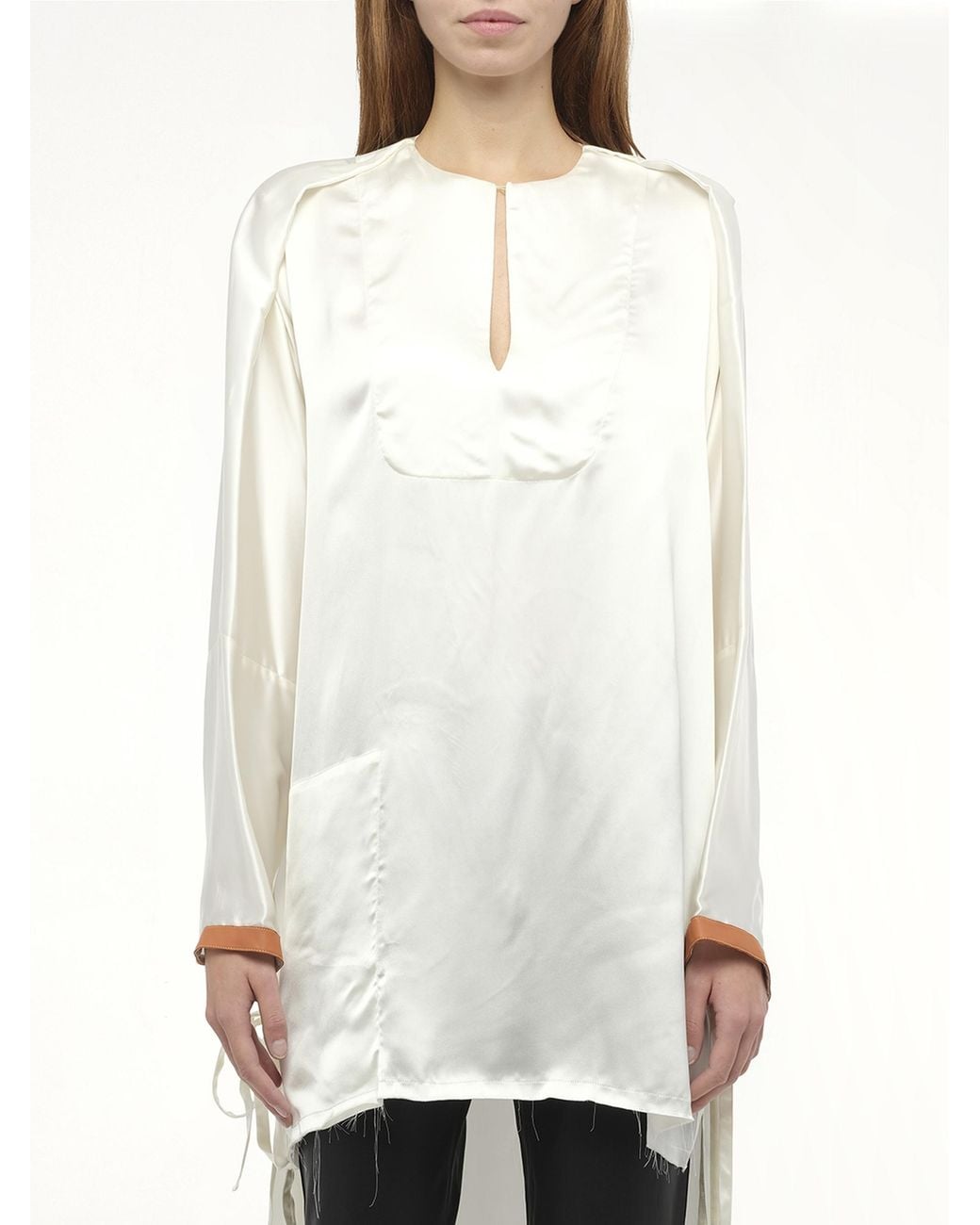 Loewe White Satin Long Back Top