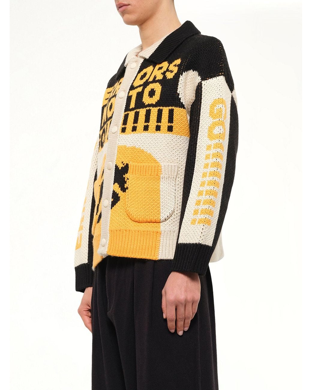 House of Errors Black Thick Knit Moto Cardigan for men