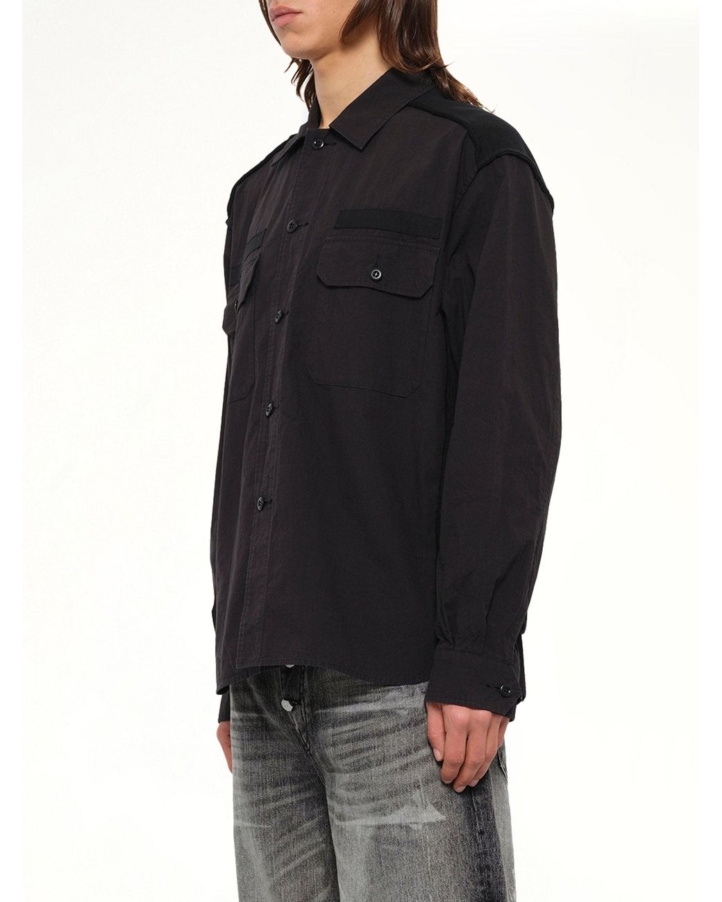 Undercover Black Cotton Rib Shirt for men