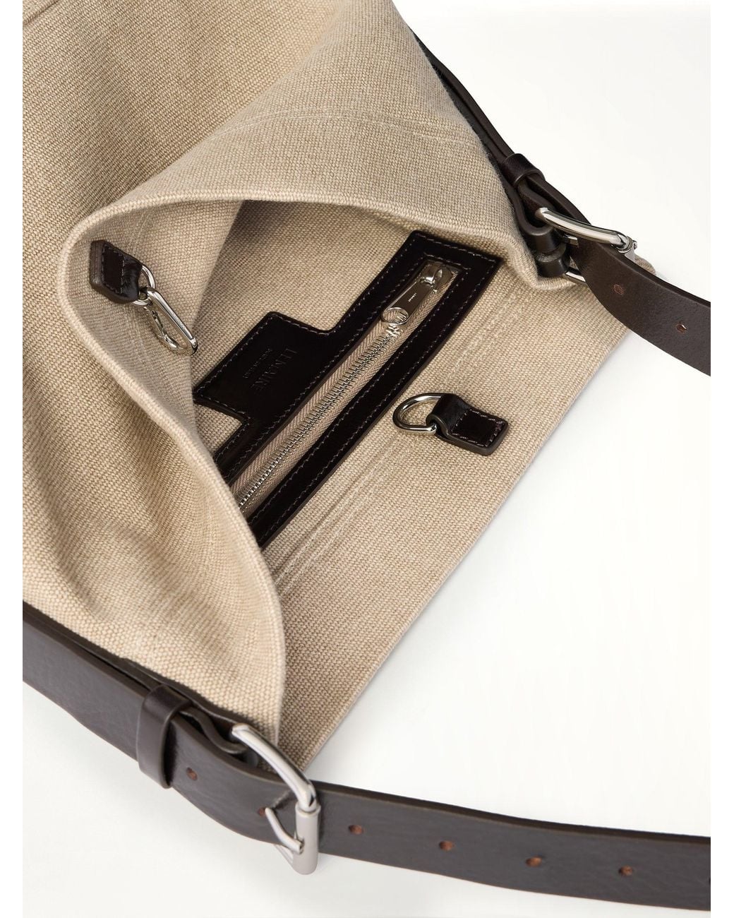 Lemaire White Small Belted Tote Cotton Canvas