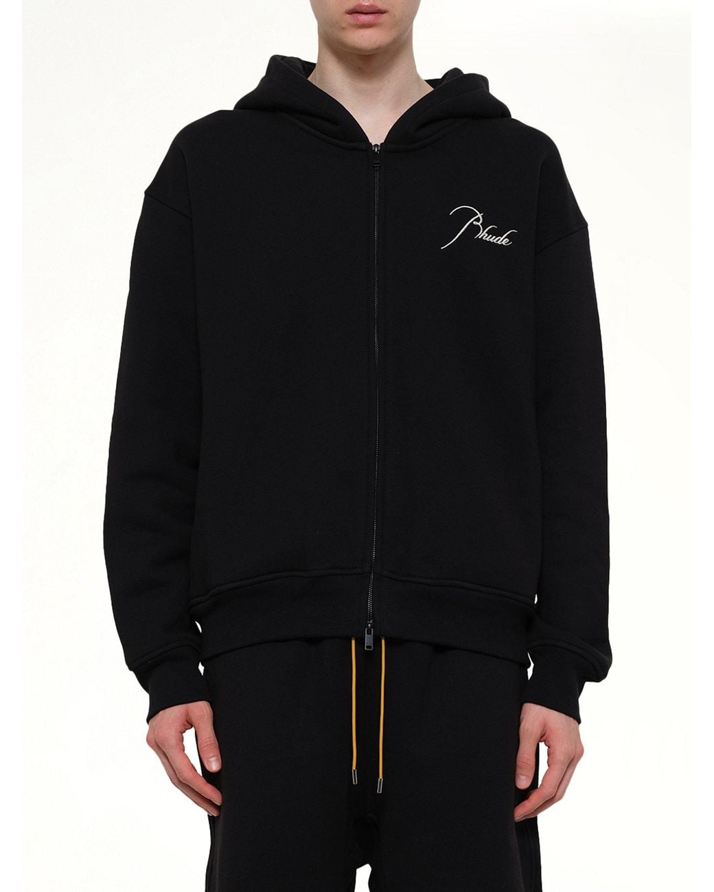 Rhude Black Classique Zip Up Hoodie for men