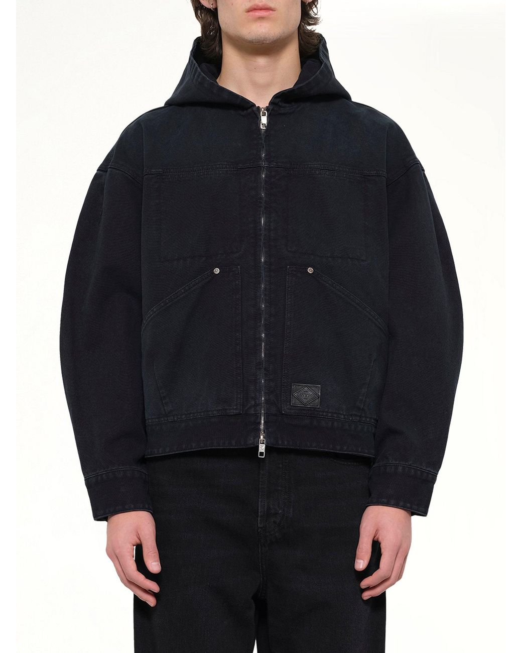 Wooyoungmi Blue Hooded Work Jacket for men