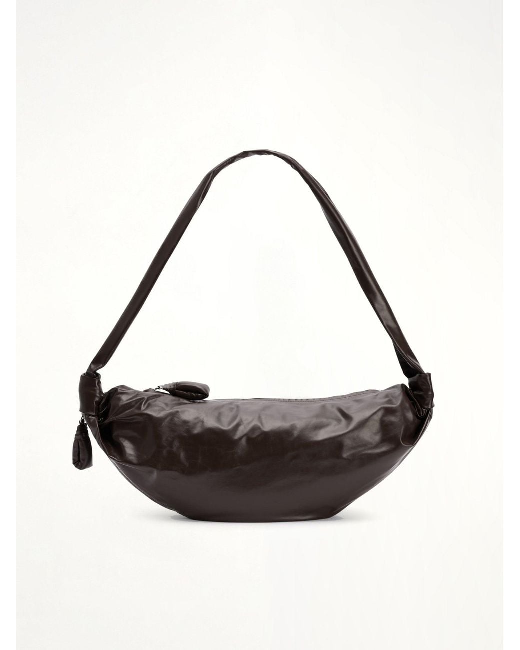 Lemaire White Soft Croissant Medium Paper Leather Bag