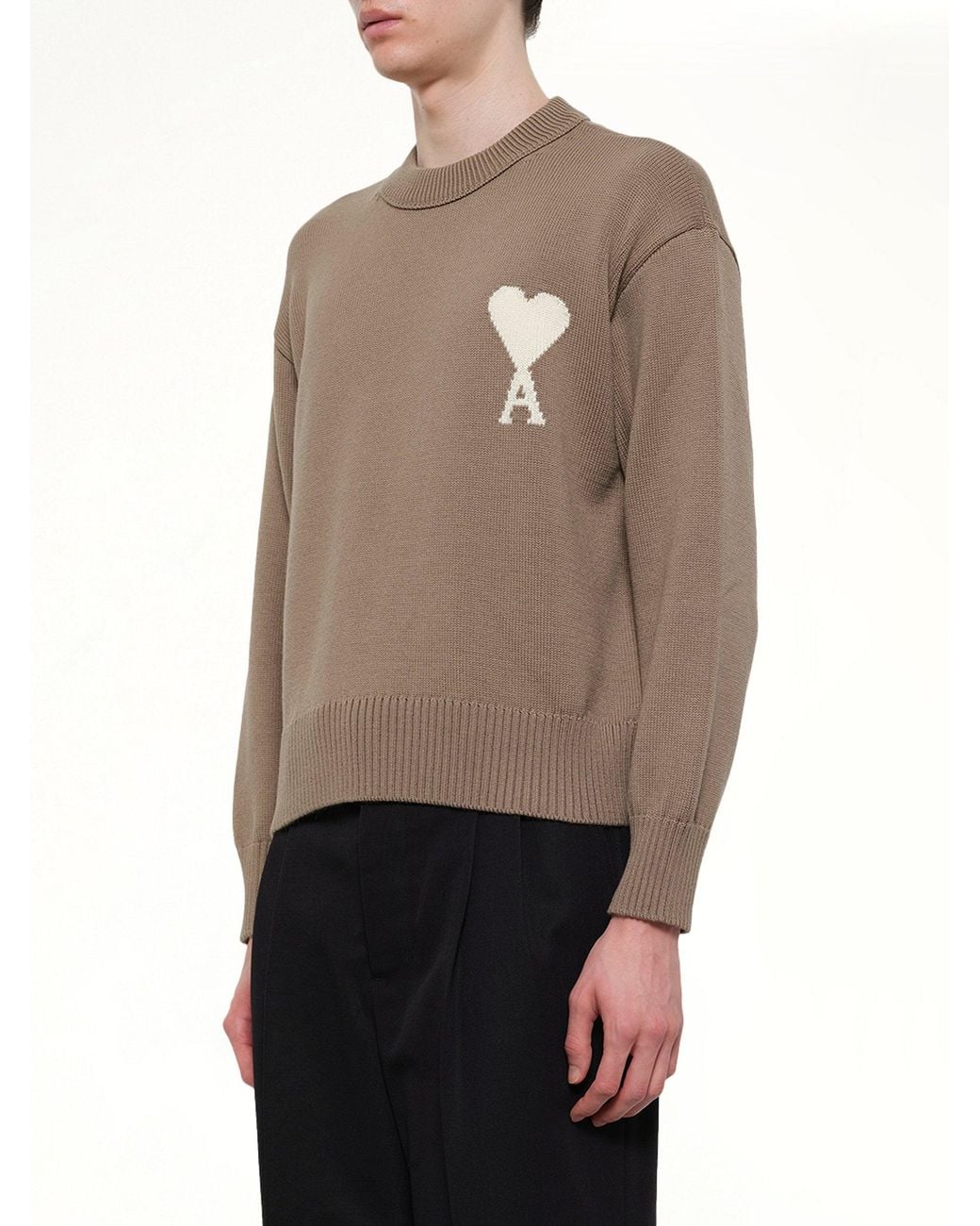 AMI Natural Contrasted Ami De Coeur Sweater for men