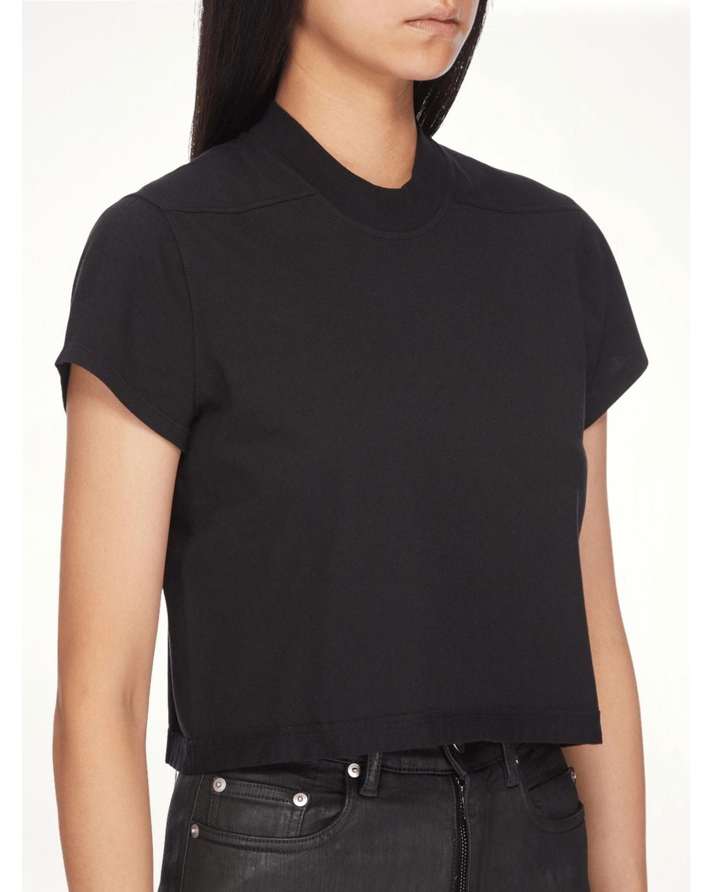 Rick Owens Black Cropped Small Level T-Shirt