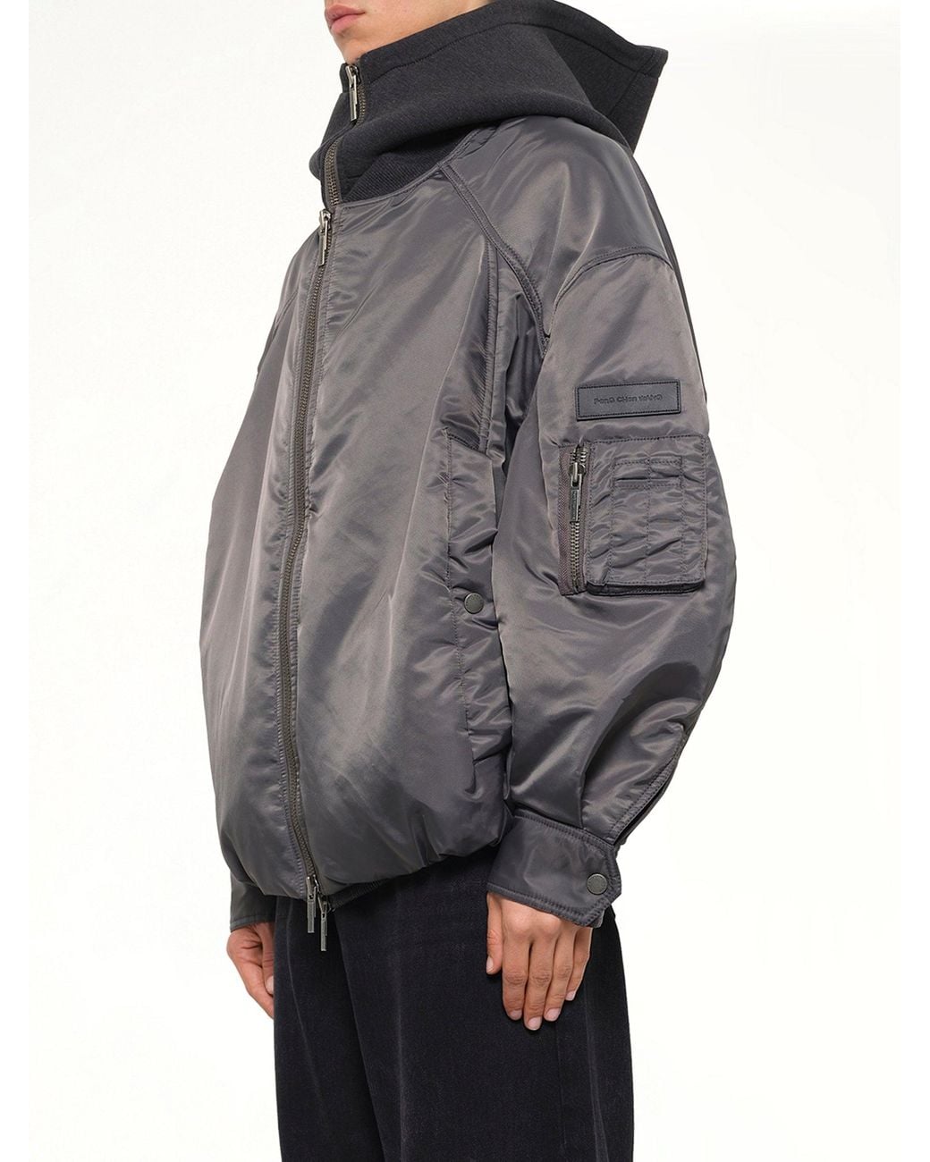 Feng Chen Wang Gray Two-In-One Nylon Padded Jacket for men