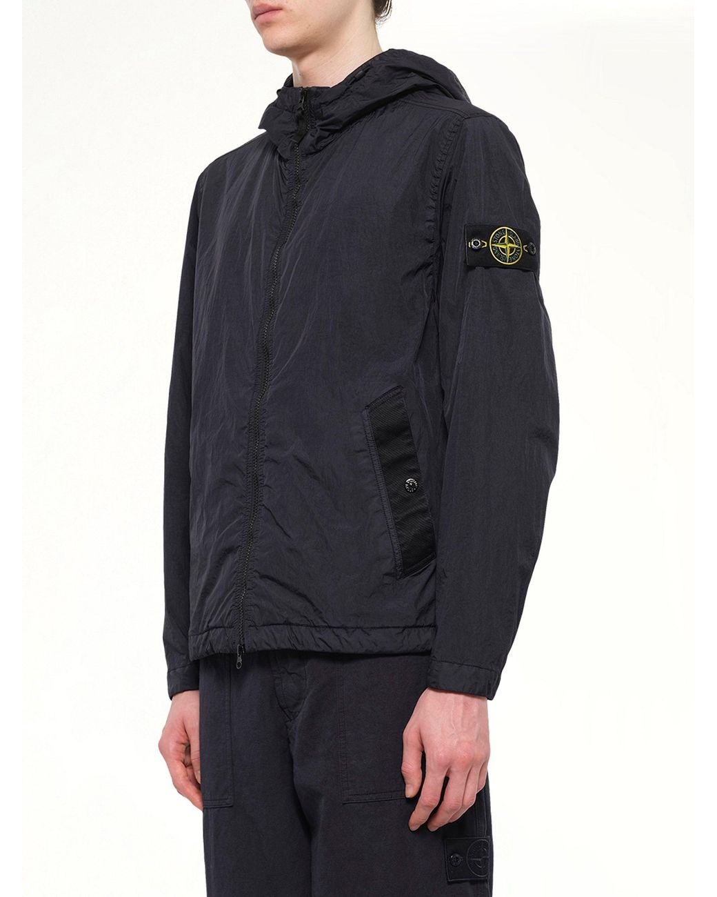 Stone Island Blue 4100001 Crinkle Reps Hooded Jacket for men