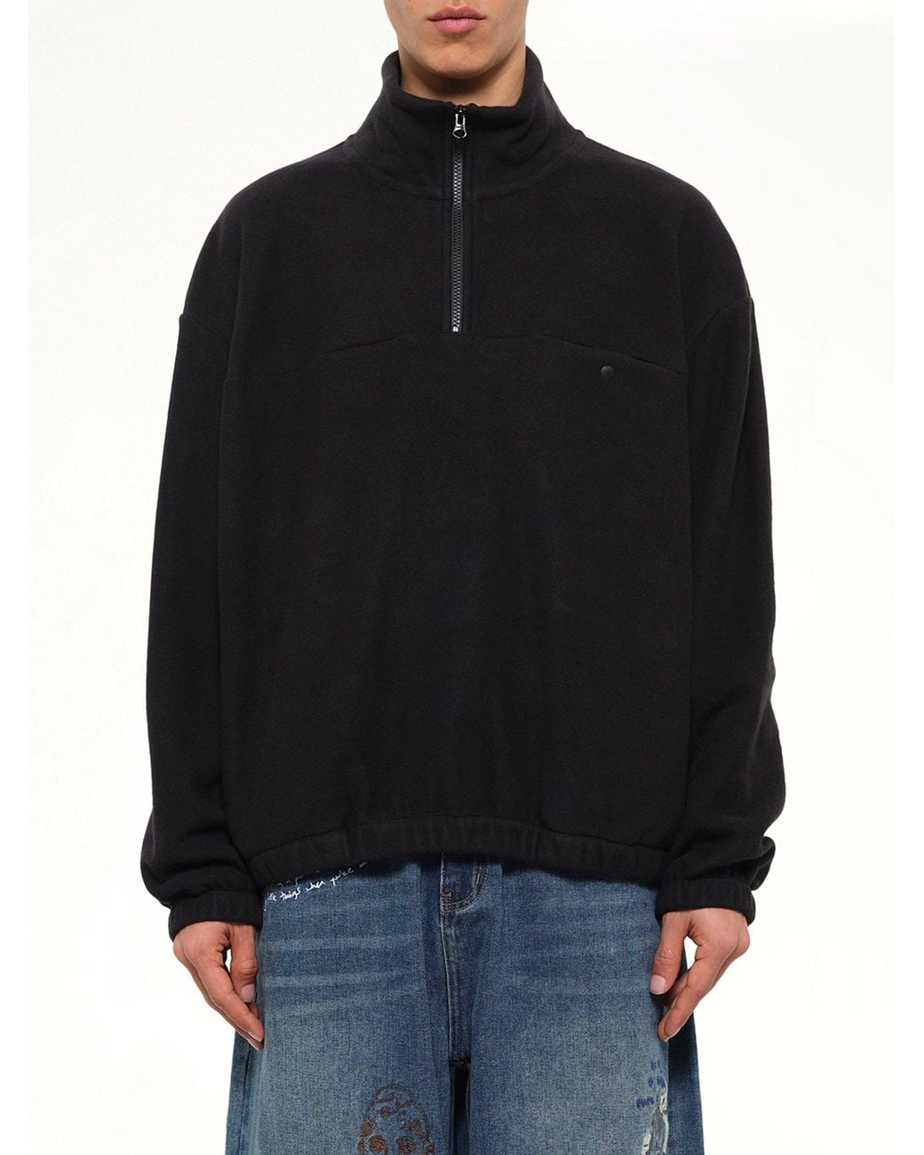 vowels Black Quarter Zip for men