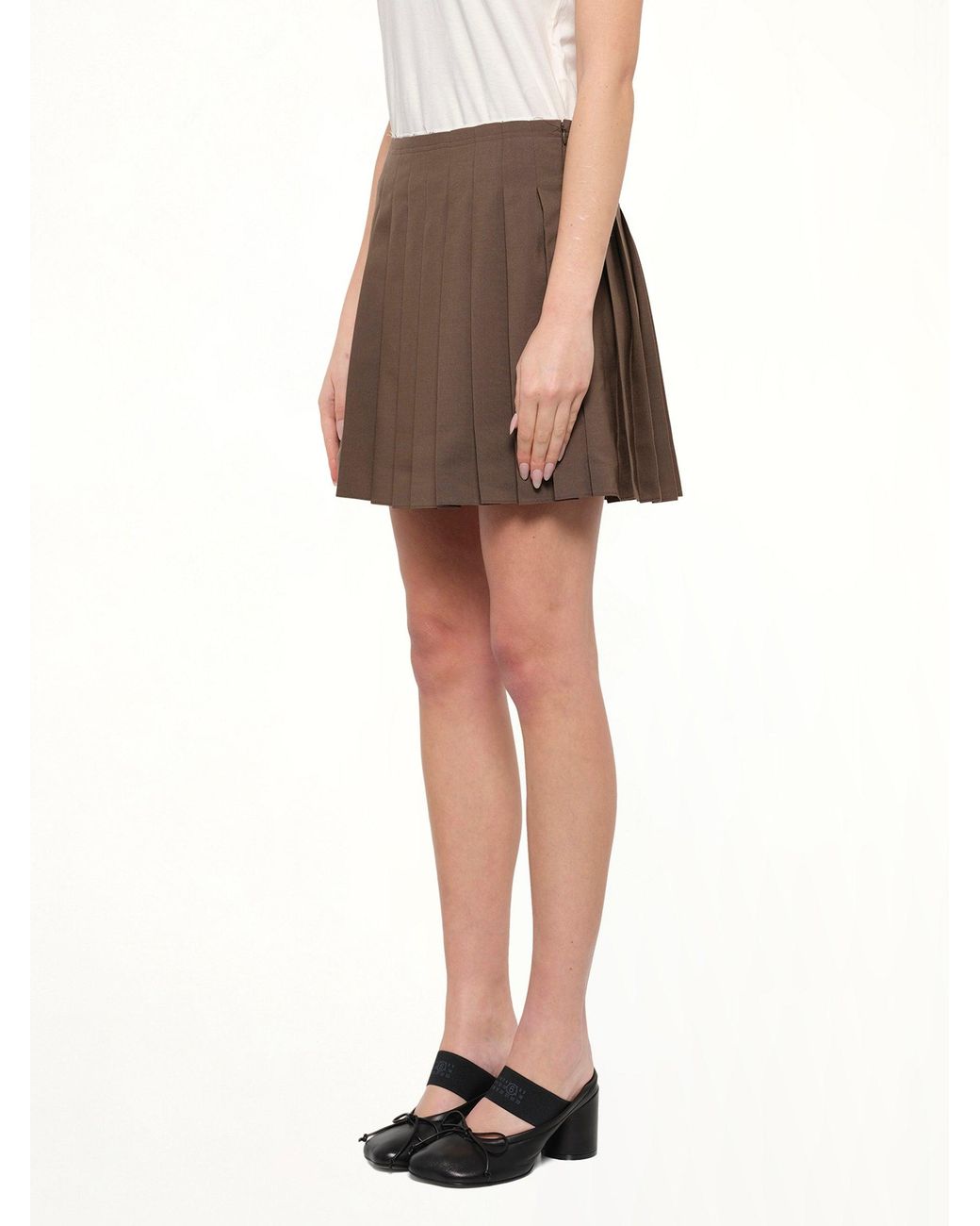 MM6 by Maison Margiela Brown Wool Mini Skirt