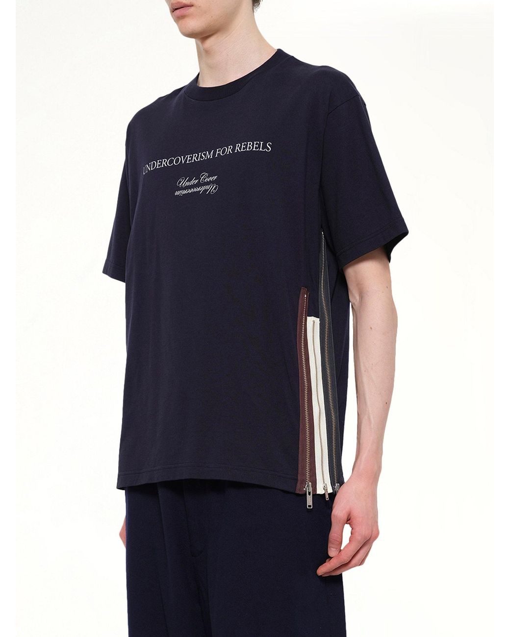 Undercover Blue Side Zipper T-Shirt for men