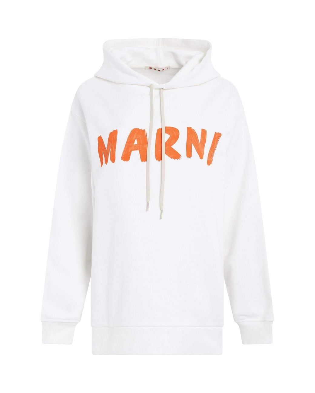 Marni White Logo Print Hoodie, Long Sleeves, 100% Cotton