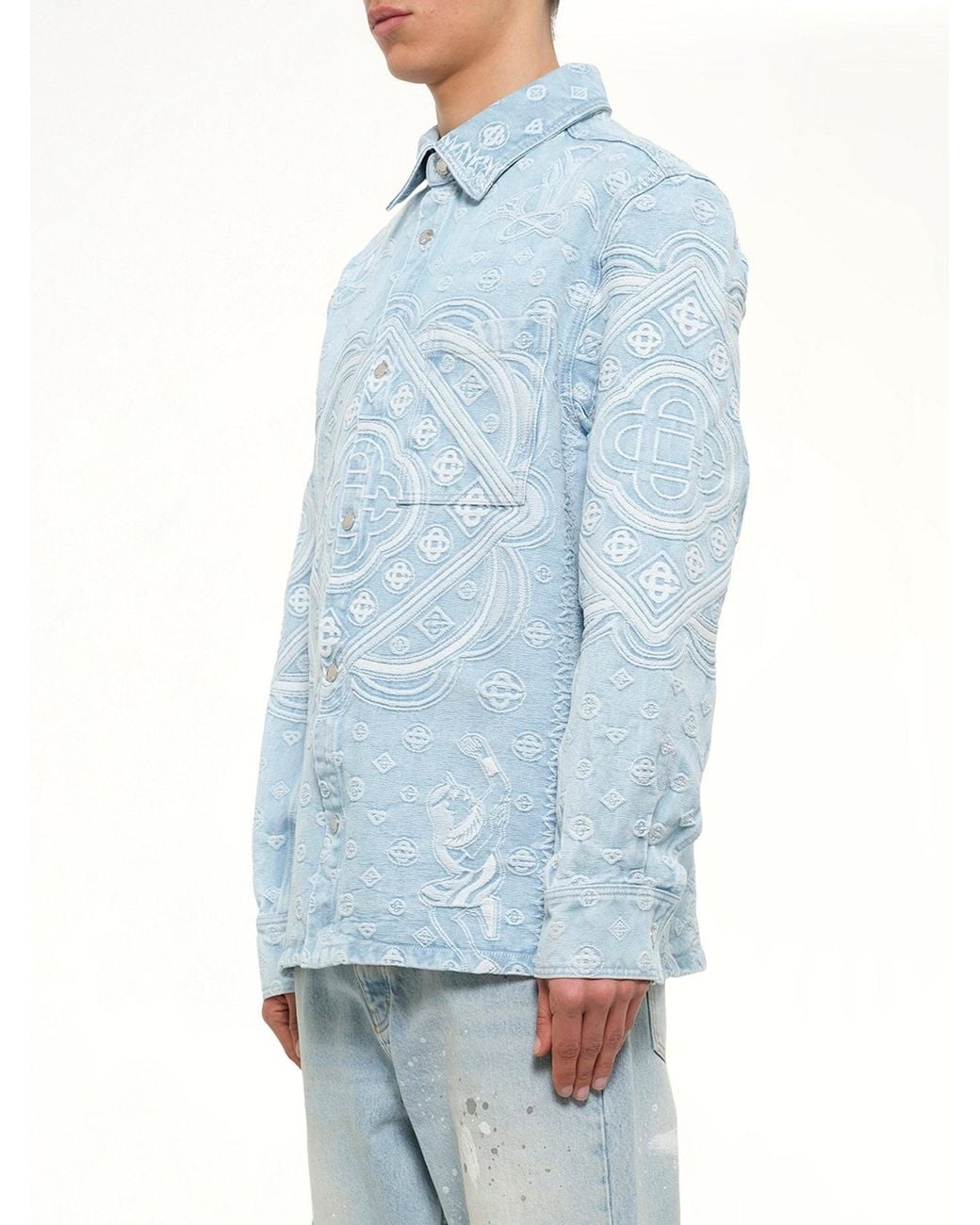 Casablanca Blue Carpet Jacquard Denim Shirt for men