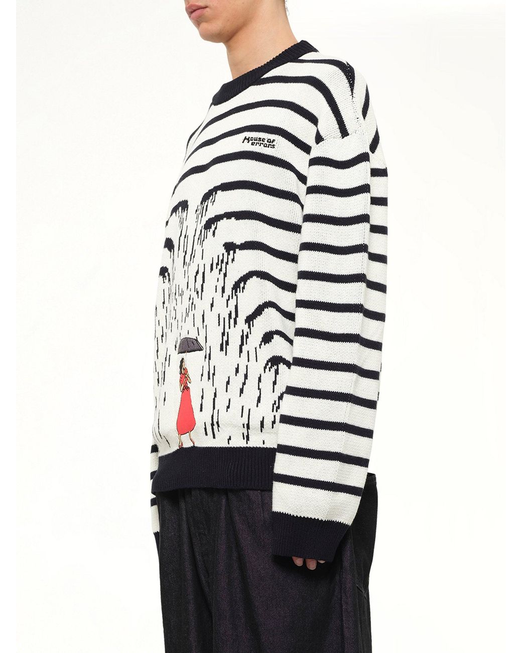 House of Errors White Knitted Rain Sweater for men