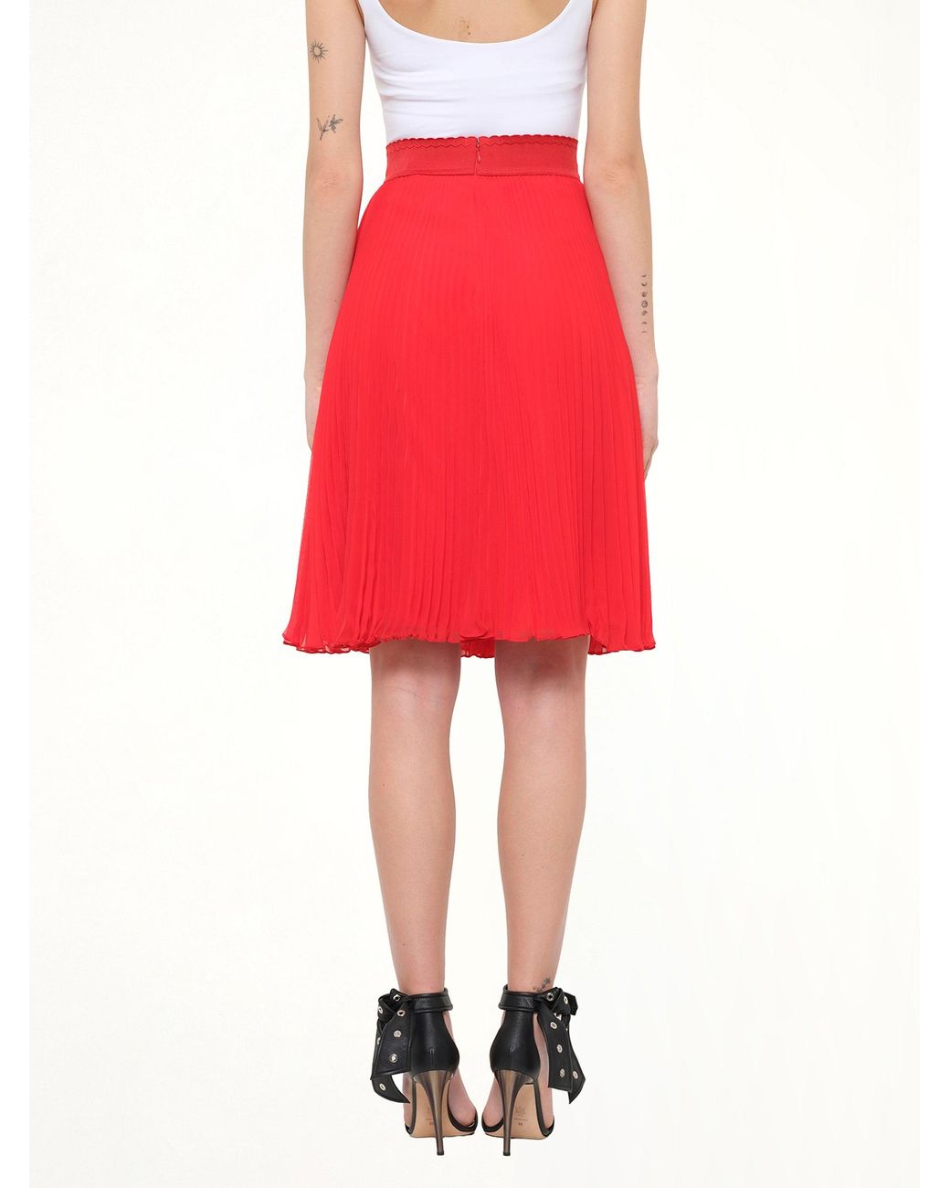 Givenchy Red Pleated Skirt
